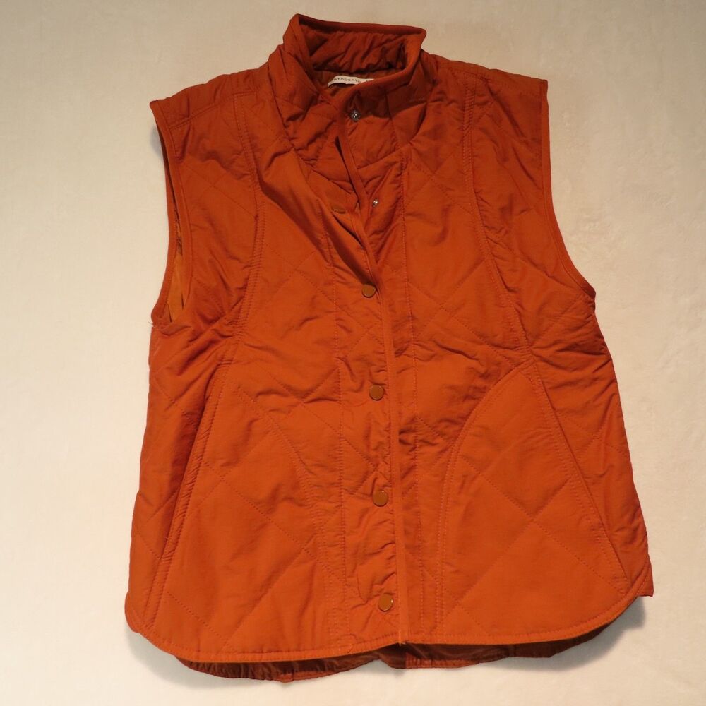 STACCATO Womens Small Burnt Orange Rust Quilted Snap Front Vest Outerwear S